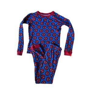 DISNEY MARVEL SpiderMan Blue Red Long John Pajama Set Size 10 140 Kids Cotton